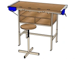 Metal-framed workbench with box/ C12