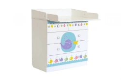Polini kids Simple 1780 chest of drawers, Sea Story, white, article number 0001315.9.5