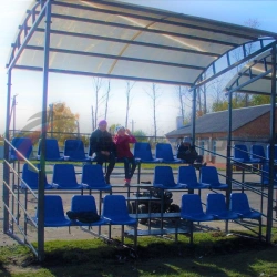 Grandstand for spectators 3 rows for 20 seats with canopy and railings