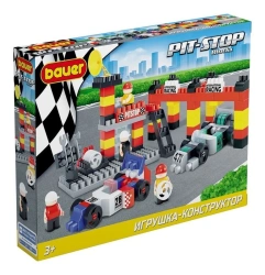 Bauer children's educational toy "Pit Stop" set "2 racing cars and car service" in a box (colour red)