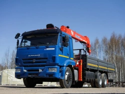 Special purpose vehicle with KMA type hydraulic loading crane on the basis of KAMAZ 65117 and its modifications 64K03N-U7
