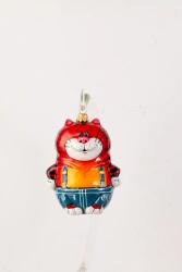 Licence Christmas tree toy made of glass "Vasily the cat"