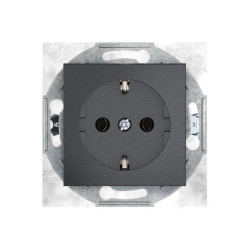 CADUCEUS ALING PRESTIGE Flush-mounted socket outlet with grounding plug with ceramic base 16A, 250V~, graphite, ref. 6