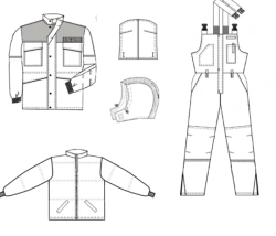 Women's suit (jacket, dungarees) for protection against low temperatures, general industrial pollution and mechanical effects (a
