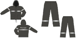 Men's suit (jacket, trousers) for protection against water made of jacket synthetic fabrics with water-repellent finish. Model:
