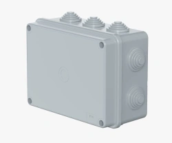 CADUCEUS ALING OG Outdoor distribution box 150x110x70, 10 cable glands, 500V~, IP56, grey, fixing, fastening with 4 screws