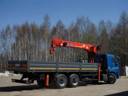 Special purpose vehicle with KMA type hydraulic loading crane on the basis of KAMAZ 65117 and its modifications 64K01G-L150