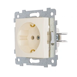 "MARIA" Mechanism socket single outlet with grounding contact flush mounting PC16-445 colour "ivory"