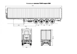 Dump semi-trailer of Tonar 9586 model with axles of TONAR models 90422, 90424, 90431.