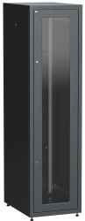 LE05-33U68-GM ITK Cupboard LINEA E 33U 600x800mm doors 2pc glass and metal black.