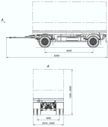 Biaxial cargo trailer (without steering) 8465-14 using axles manufactured by LLC "BPV-OT": wheel axles with torus.