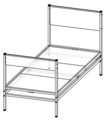 Bed on metal frame type F K 2 MK type F