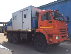 Special purpose vehicle with KMA type hydraulic loading crane on the basis of KAMAZ 43118 and its modifications 41K03N-U7