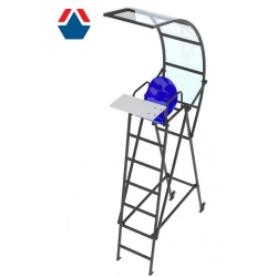 Universal refereeing tower with canopy, referee's table and transport wheels