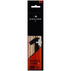 Set of pencils b/g Krasin "Number One +" 6pcs, 2T (2H), T (H), TM (NV)-2, M (V), 2M (2V), hexagonal, sharpened, PP bag, Europo