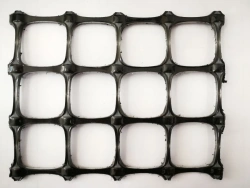 Biaxially oriented polymer geogrid of "RGK SD" mark
