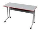 School desk 2-seater with perforated screen and angle of inclination of the table top. (4-6 gr). (School furniture brand "Interi