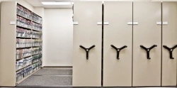 Mobile metal shelving unit