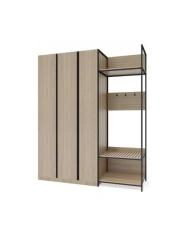 Wardrobe three-door cupboard with handle-profile with open section on metal frame "MNS".