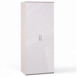 Rimini Ice FKA-01.CG/23P, Wardrobe 2 doors, rod, 2 shelves (white gloss front) from the set of modular furniture Rimini Ice