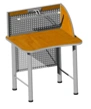 Single reading desk with screen and adjustable fluorescent lamp 860x730x1200 mm