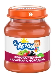 Puree of apple, blackcurrant and redcurrant homogenised, t.zn. "Agusha", 100 g. "Agusha", 100 g