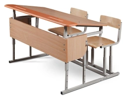 Double-seat adjustable height and adjustable angle of the table top desk