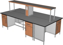 Laboratory island table on metal frame OST-2