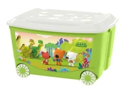 4313299; Toy box on wheels with decor "MI-MI-MISHKI", 580X390X335 mm, 45L (green)
