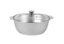 Cast aluminium roasting pan 4L (uncoated) TM Kukmara, with glass lid