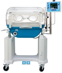 Neonatal intensive care incubator with microprocessor controlled monitoring of temperature and acid concentration parameters