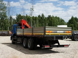 Special purpose vehicle with KMA type hydraulic loading crane on the basis of KAMAZ 43118 and its modifications 41K32N-U4