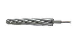 Fibre-optic cable built into lightning protection cable. Mark - OKGT-c
