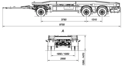 Three-axle container trailer AM8460-11 with axles PLANT 1204-2410002 with payload capacity 12 tonnes