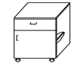 Swinging pedestal with drawer and door low TP-4