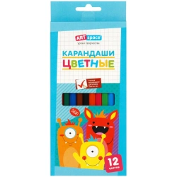 Coloured pencils ArtSpace "Monsters", 12 colour. , hexagonal. , sharpened. , cardboard. pack. Europodweight
