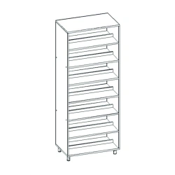 Double-sided library shelving unit