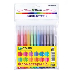 Markers "Apple", 12 colours. , flushable, bag, Europodweight