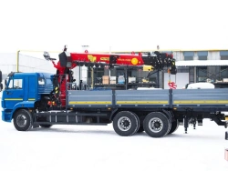 Special purpose vehicle with hydraulic loading crane of MKMA type on the basis of KAMAZ 65117 and its modifications 64K06N-U2