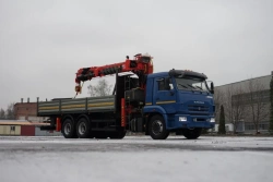 Special purpose vehicle with hydraulic loading crane of MKMA type on the basis of KAMAZ 65117 and its modifications 64K37N-U7