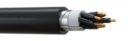 Control cable, not spreading combustion, with reduced smoke - and gas emission, cold-resistant, with aluminium shield KVVB
