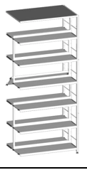 Double-sided shelving unit 880x570x2052 mm