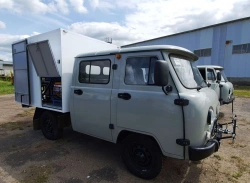 Mobile veterinary disinfection unit, PVDU on base vehicle UAZ-390945 of 3917UW modification
