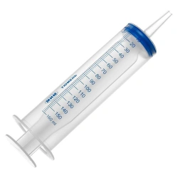 Single-use syringe, three-detail, with catheter tip, nominal capacity 150 ml