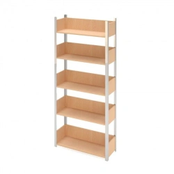 Metal-framed library shelving unit