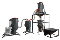 Set for equipment of abrasive blasting area with vacuum system of transport and recovery of abrasive ma