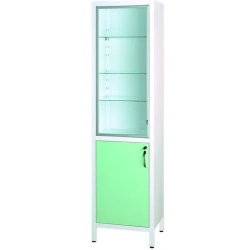 Medical metal two-section single-door cupboard with metal-glass doors for medicines ??-1.302-"Aibolit" TU 9452-0