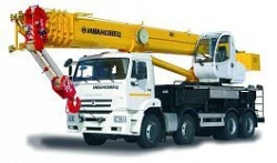 Truck crane KS-65740-8 and its modifications with the use of cabin U2.60.52.000 and its modifications produced by IMZ AUTO LLC.
