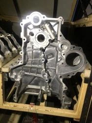 Timing chain cover with oil pump of project Gamma1, designed for Hyundai cars, number 21350-2B750