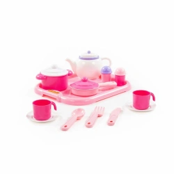 Nastenka Set of Children's Tableware with Tray for 2 Persons (19 Elements) (in net), Article No. 59000